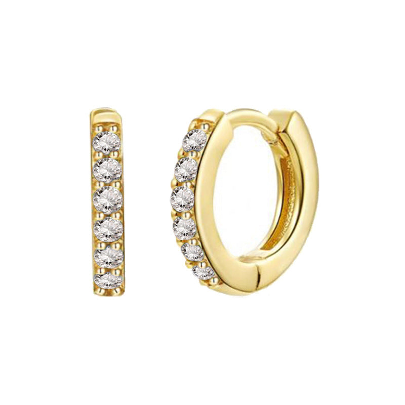 Women's Clip Simple Inlaid Zircon Personality Geometric Earrings