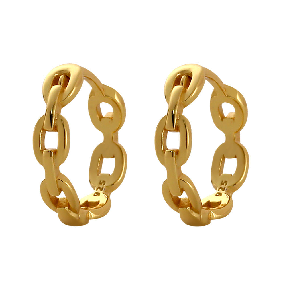 Women's Sier Style Personality Chain Geometric Earclip Earrings