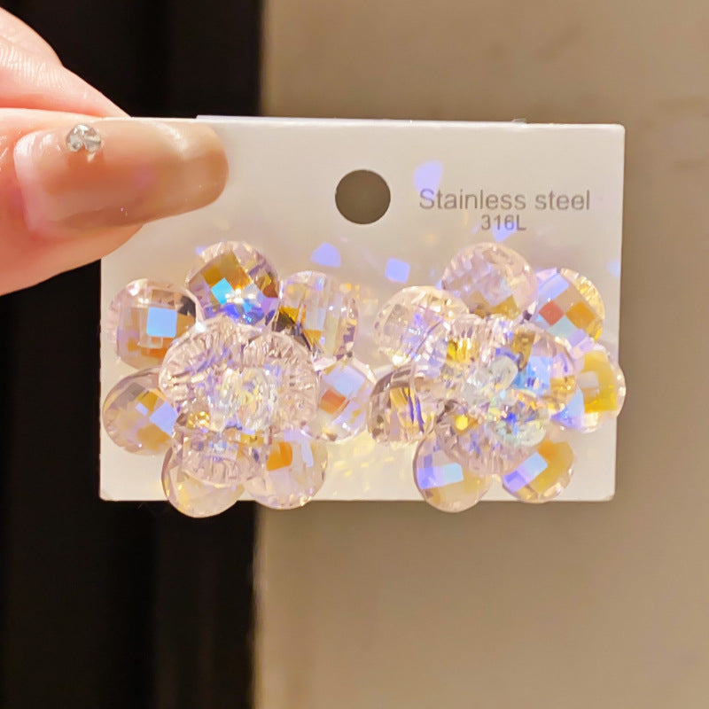 Women's Affordable Luxury Style Dopamine Crystal Flowers Refined Personalized Sweet Stud Earrings