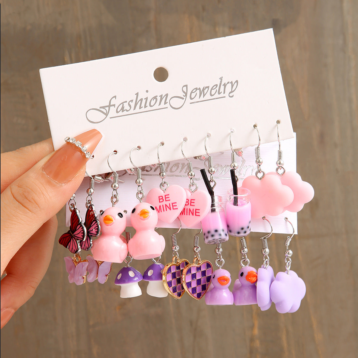 Children's Creative Mushroom Cloud Little Duck Drip Glazed Butterfly Pendants