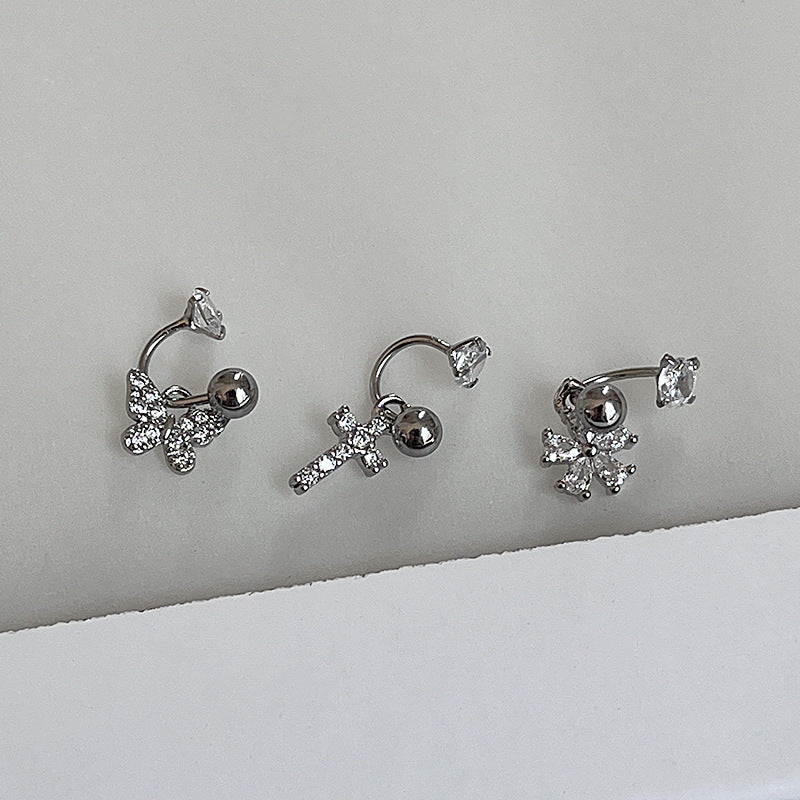 U-shaped Horseshoe Ear Bone Screw Cross Earrings