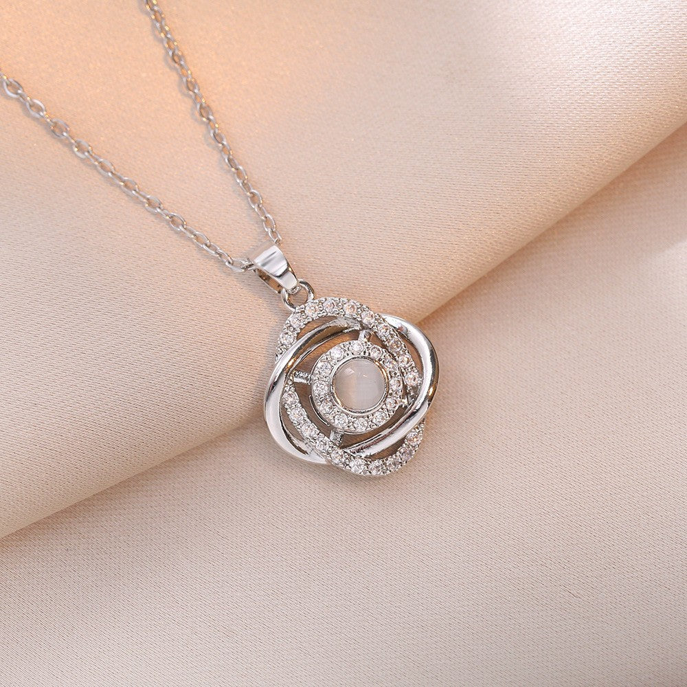 Women's Colorful Flower Titanium Steel Clavicle Chain Necklace