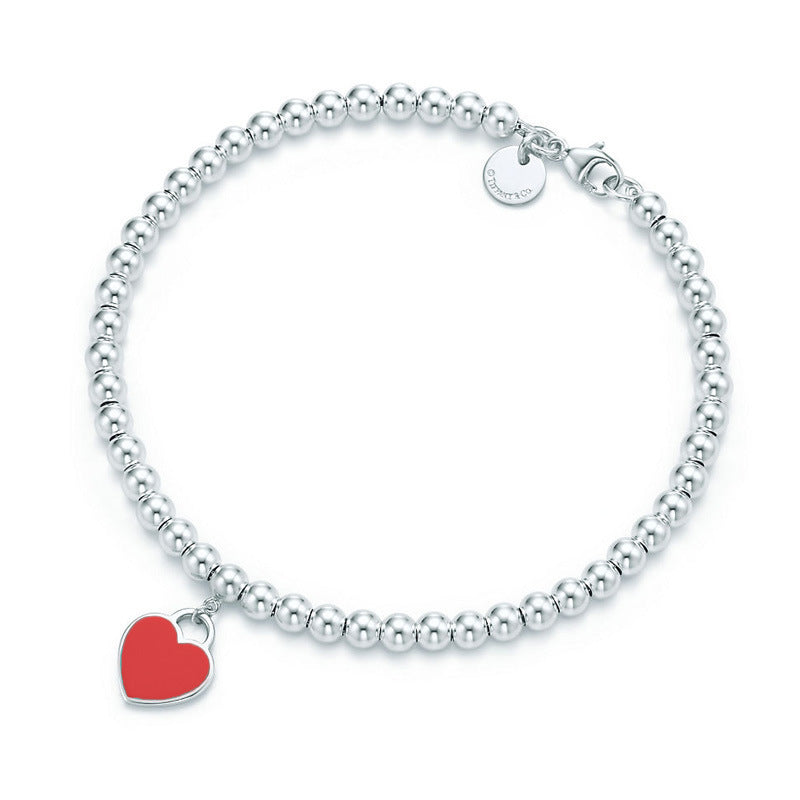Women's Red Heart Drop Oil Enamel Blue Necklaces