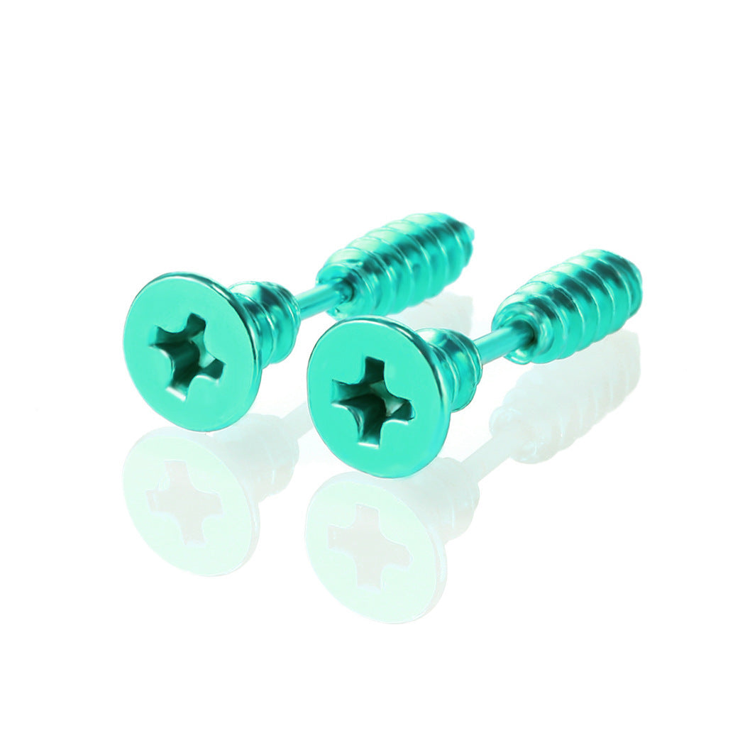 Screw Personality Double-sided Front Rear Ear Clip Same Stud Earrings
