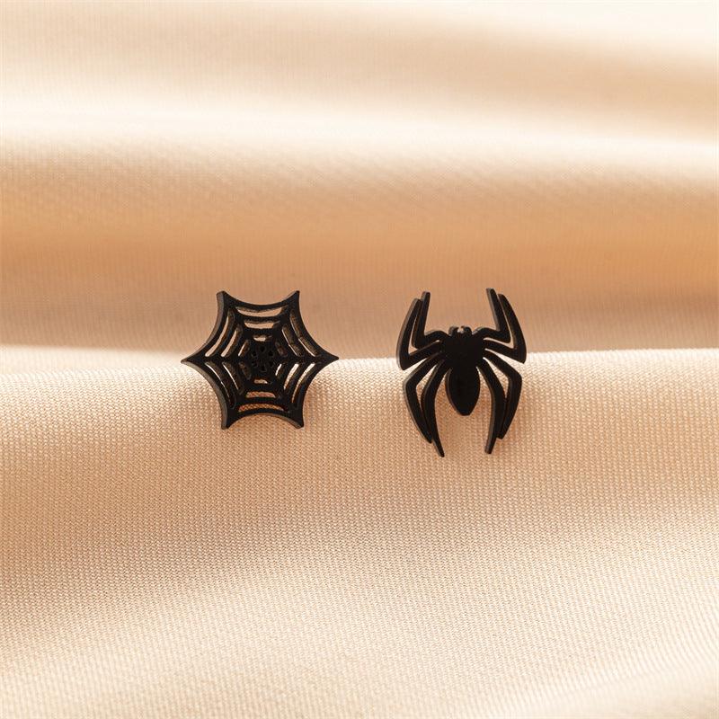 Asymmetric Niche Temperament Stainless Steel Halloween Earrings