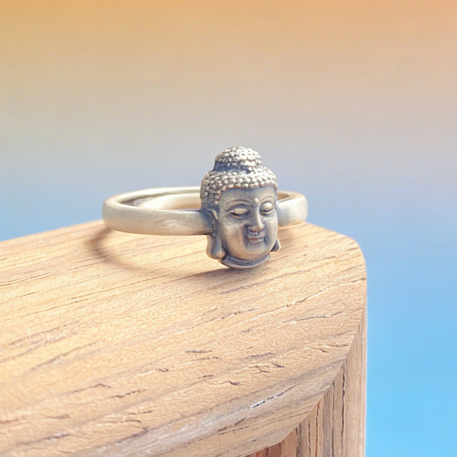 Ethnic Style Vintage Thai Sier Male Lady's Forefinger Head Ring