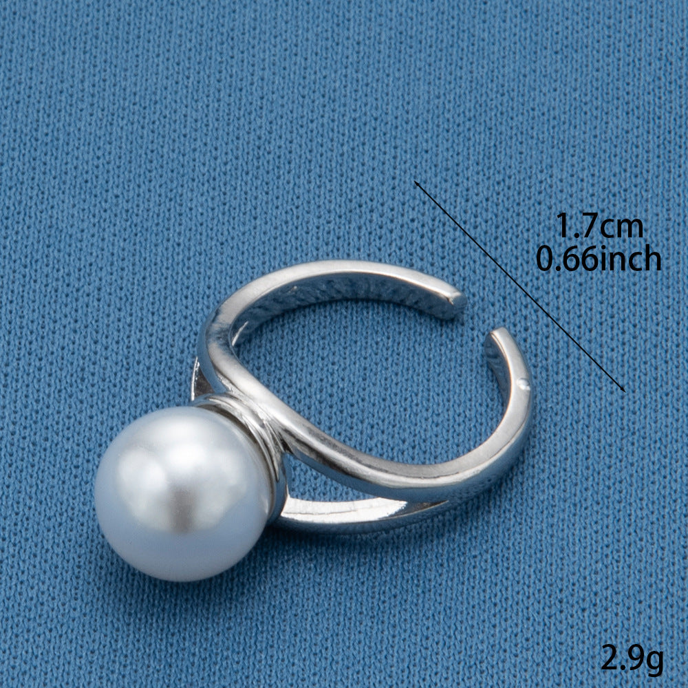 Women's High-grade Pearl Fashionable Frame Open Adjustable Rings