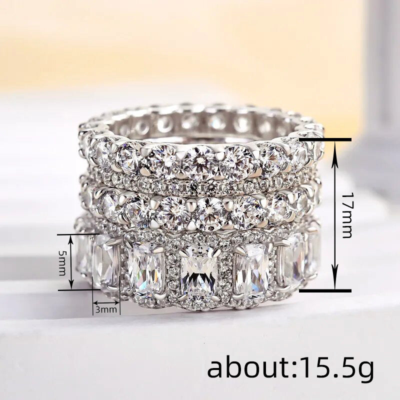 Shi Female Twin Style Inlaid High-grade Rings