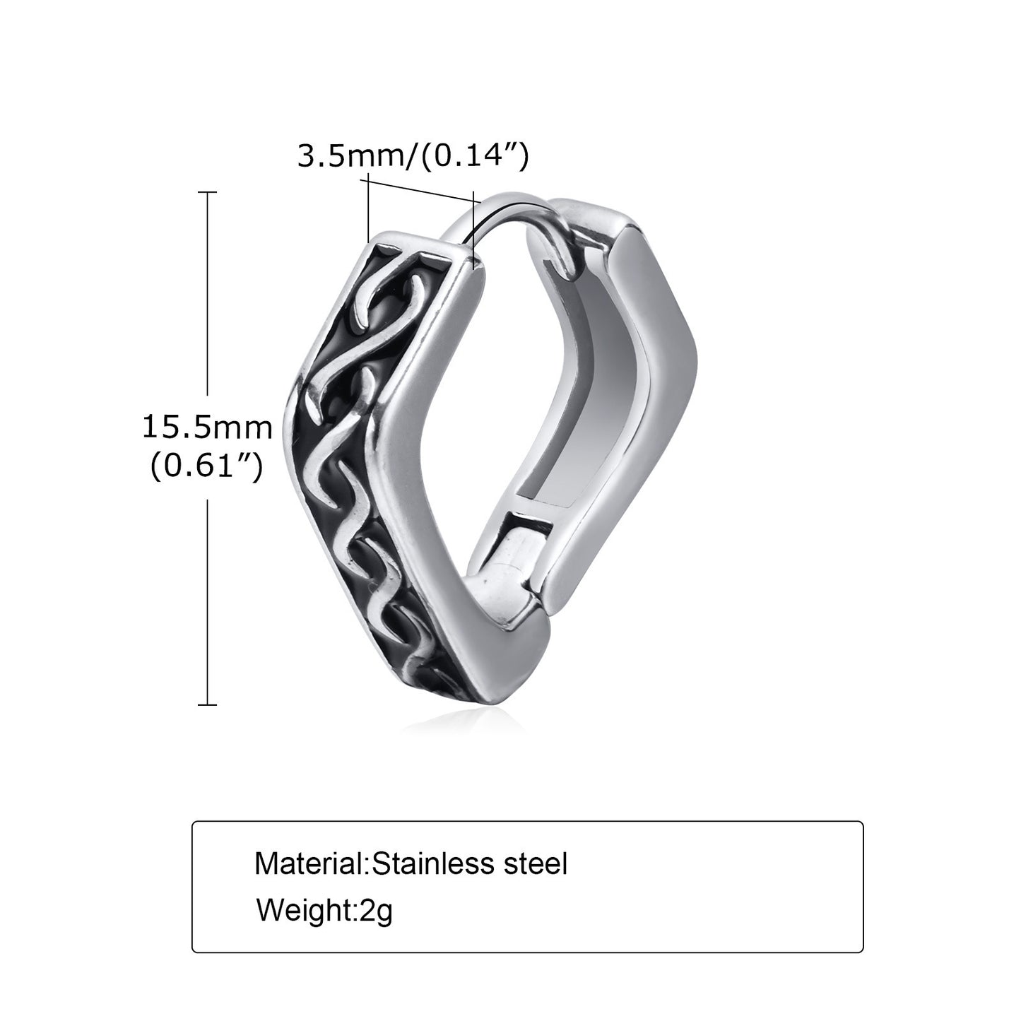 Men's Personality Fashion Retro Stainless Steel Ear Earrings