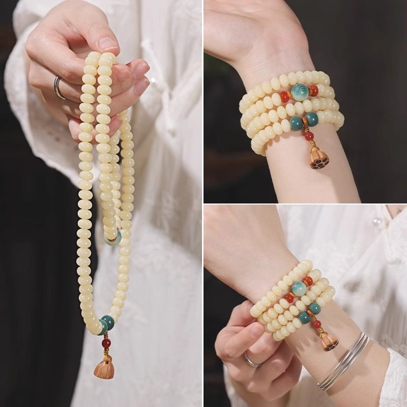 Chinese Double Circle Lotus Seedpod Couple Decompression Cultural Artifact Bracelet