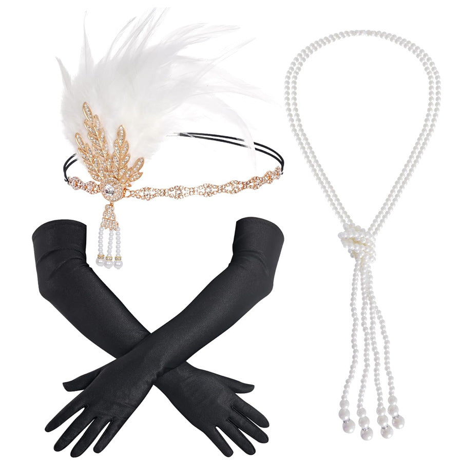 Red Feather Hair Band Masquerade Single Jewelry Set