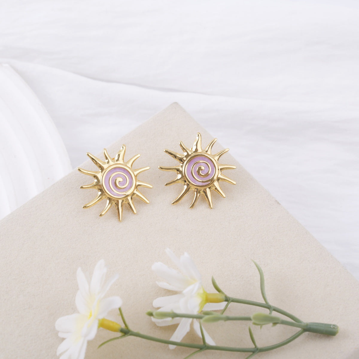 Fresh Sweet Style Apollo Stainless Steel Stud Earrings