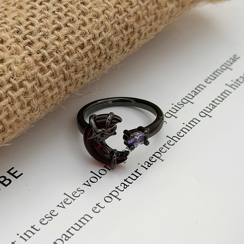 Love Heart Thorns Open Niche Trendy Cool Neutral Twin Index Ring