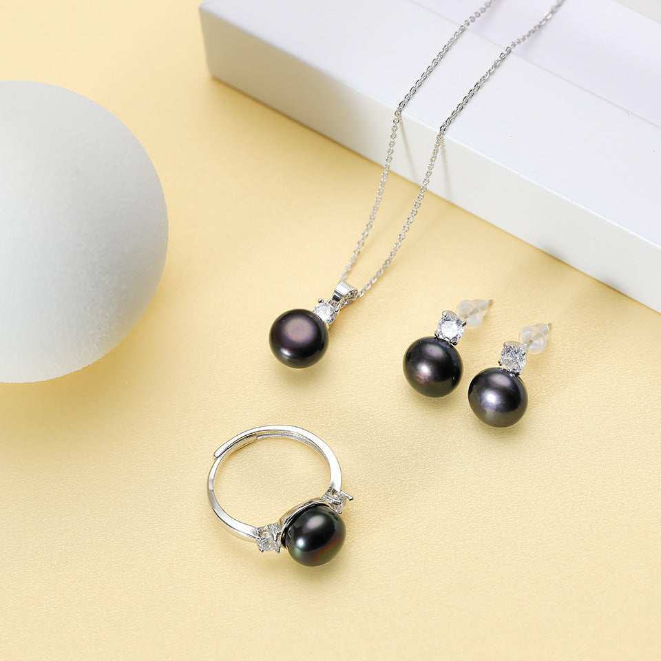 Princess Style Freshwater Pearl Three-piece Suit Rings