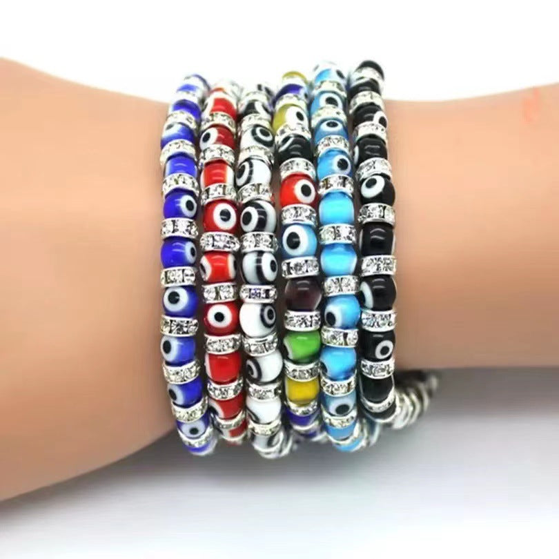 Women's Glass Bead Alloy Devil's Eye Beaded Bracelet