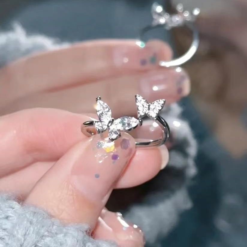 Refined Zircon Butterfly Simple Romantic Gentle Niche Ring