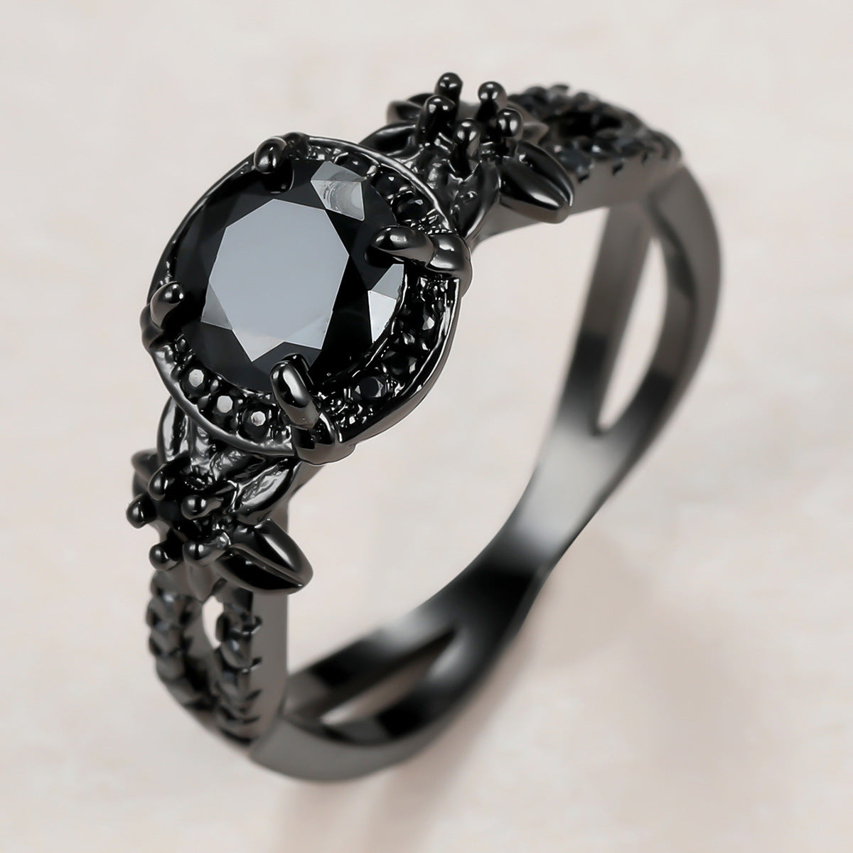 Orange Dark Black Gold Diamond Full Rings