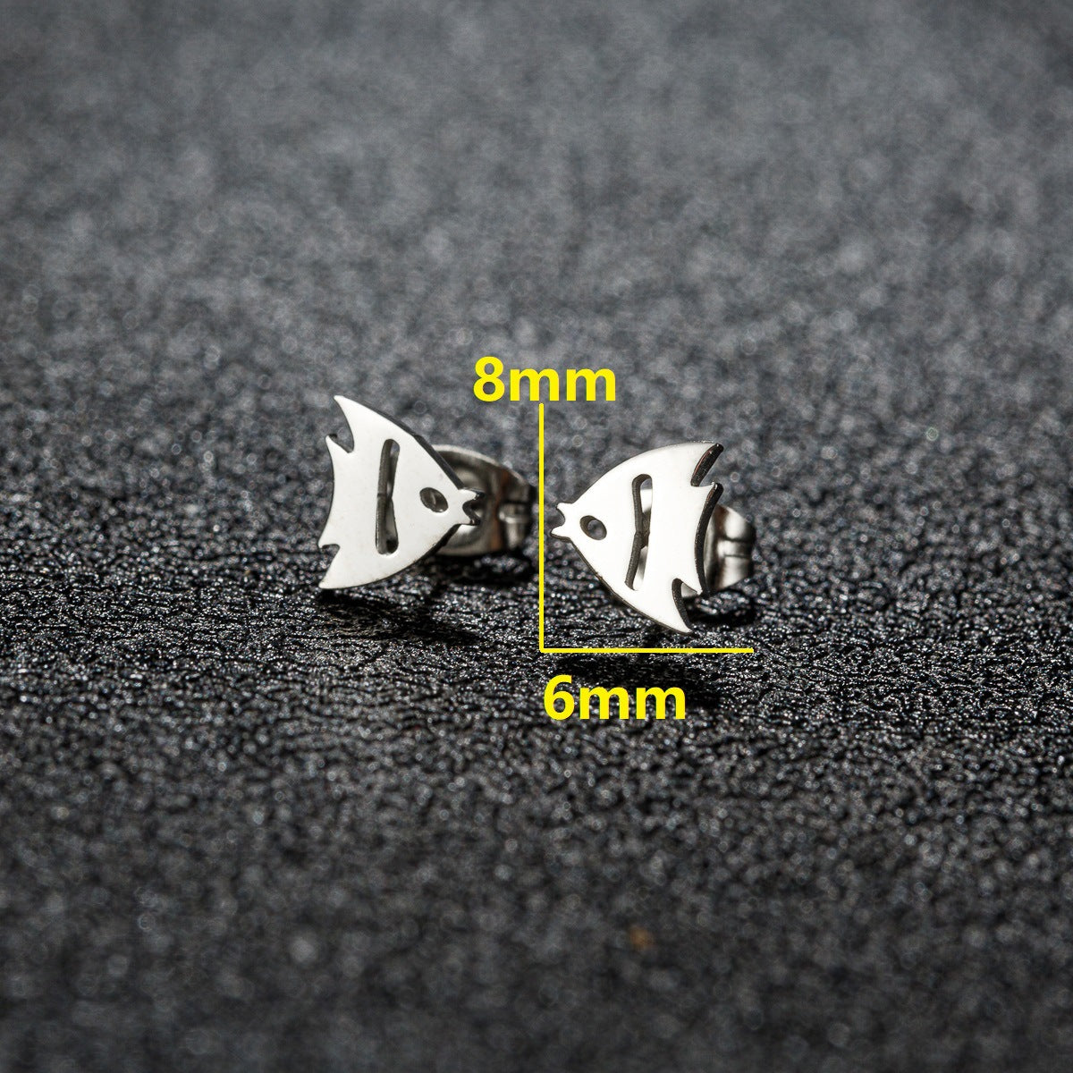 Stainless Steel Goldfish Bird Ear Design Ghost Skull Stud Earrings