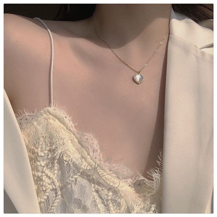 Korean Style Fashion Temperament Opal Love Female Necklace