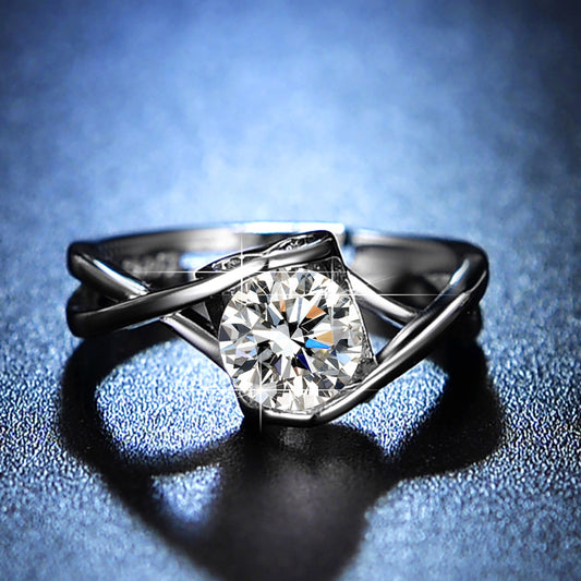 Open Couple Female Zircon Wedding Simple Rings