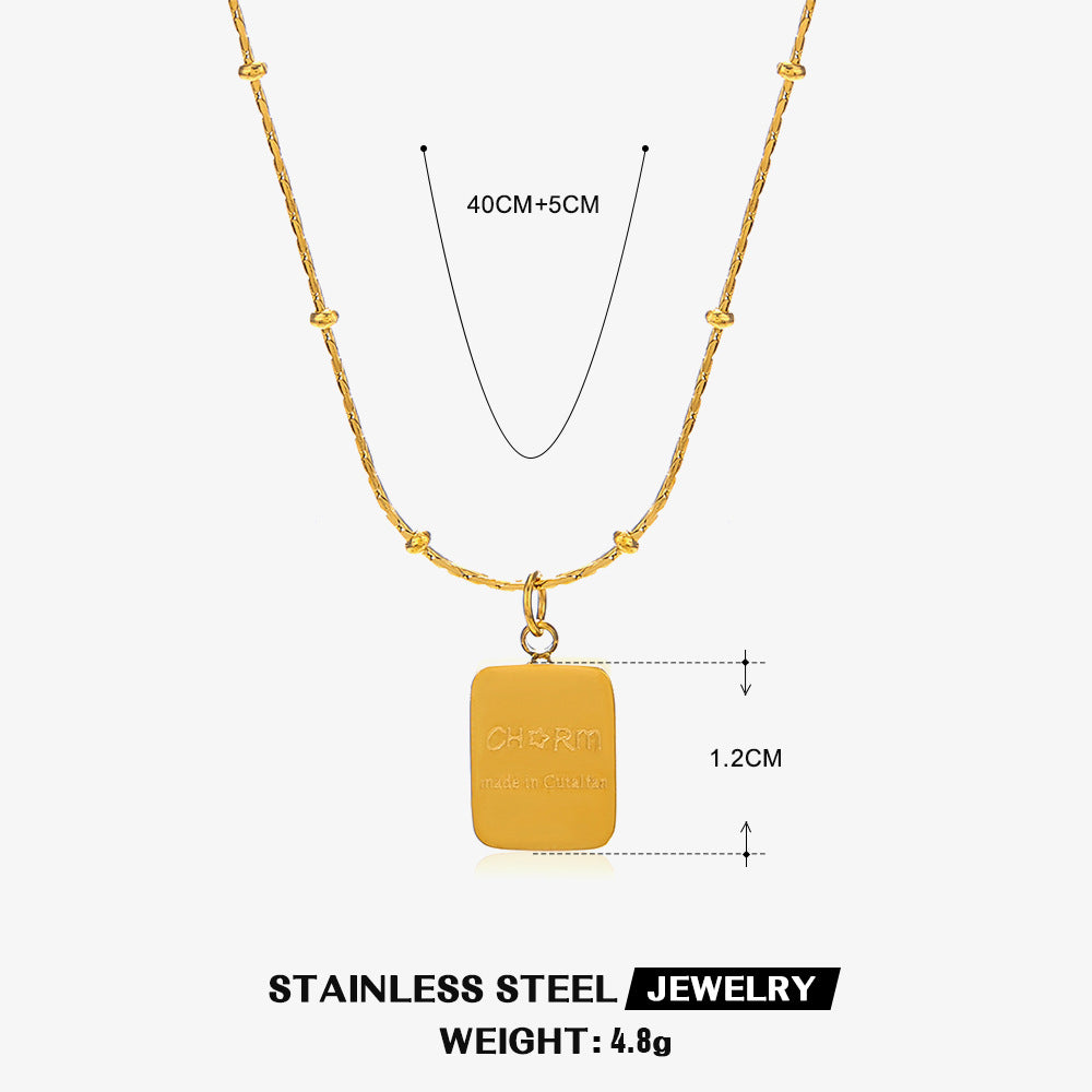 Fashion Popular Geometric Square Stainless Steel Female Personality Necklaces