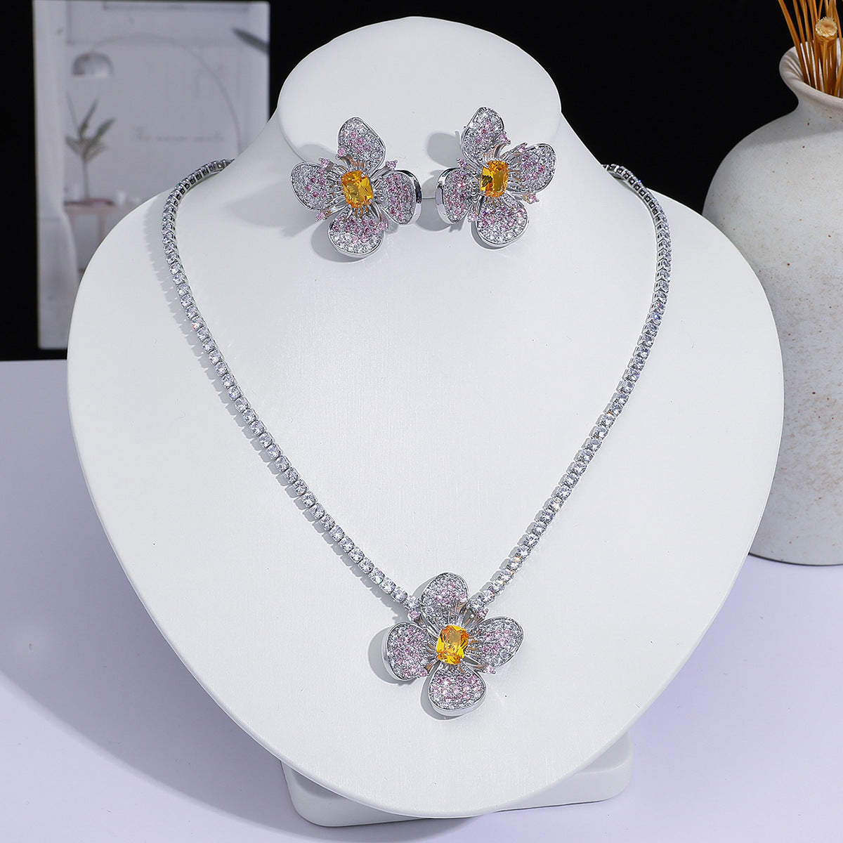 Full Diamond Drop-shaped Temperament The Dinner Party Jewelry Set