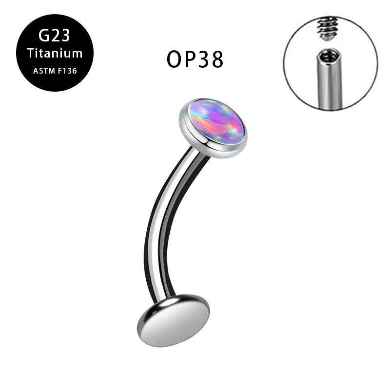 Inner Teeth Eyebrow Zircon Opal Curved Earrings