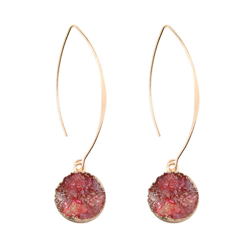 Women's Vintage Geometric Round Vug Long Copper Ear Hook Earrings