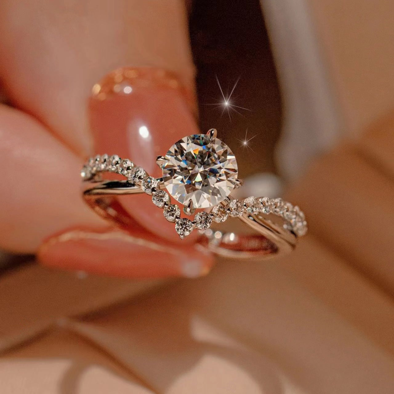 Women's Moissanite Opening Adjustable Man's Proposal Wedding Rings