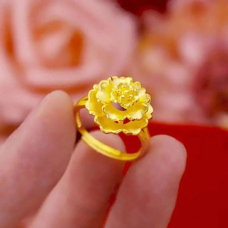 Gold Lucky Four-leaf Clover Opening Adjustable Rings