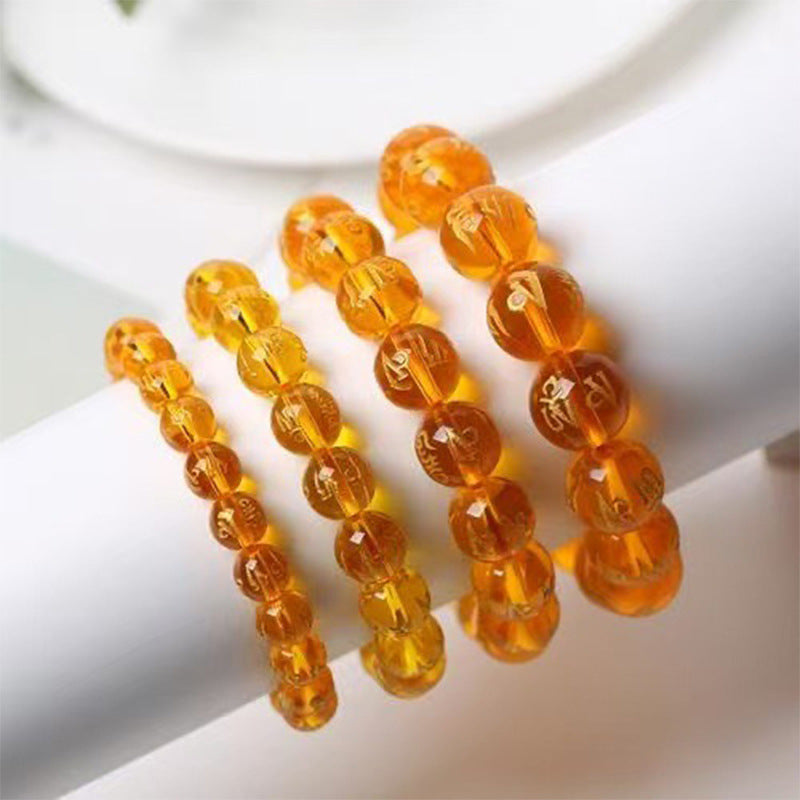 Gilding Lettering Six Words Mantra Buddha Beads Female Bracelet