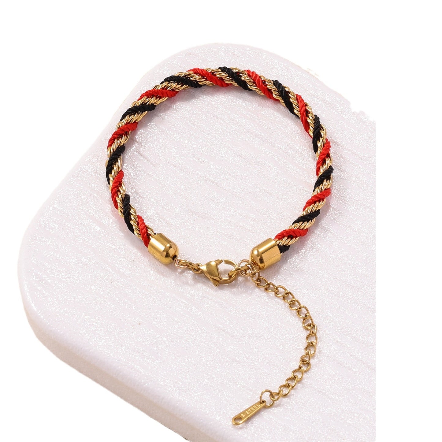 Women's Christmas Handmade Woven Twisted Two-color Stainless Bracelets