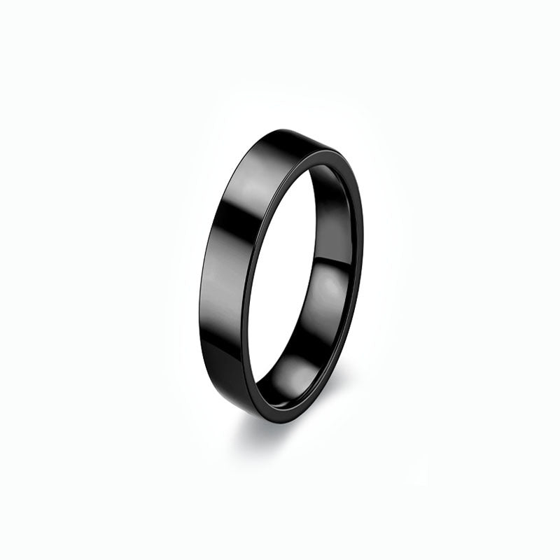 Fashion Simple Glossy Titanium Steel Lettering Rings