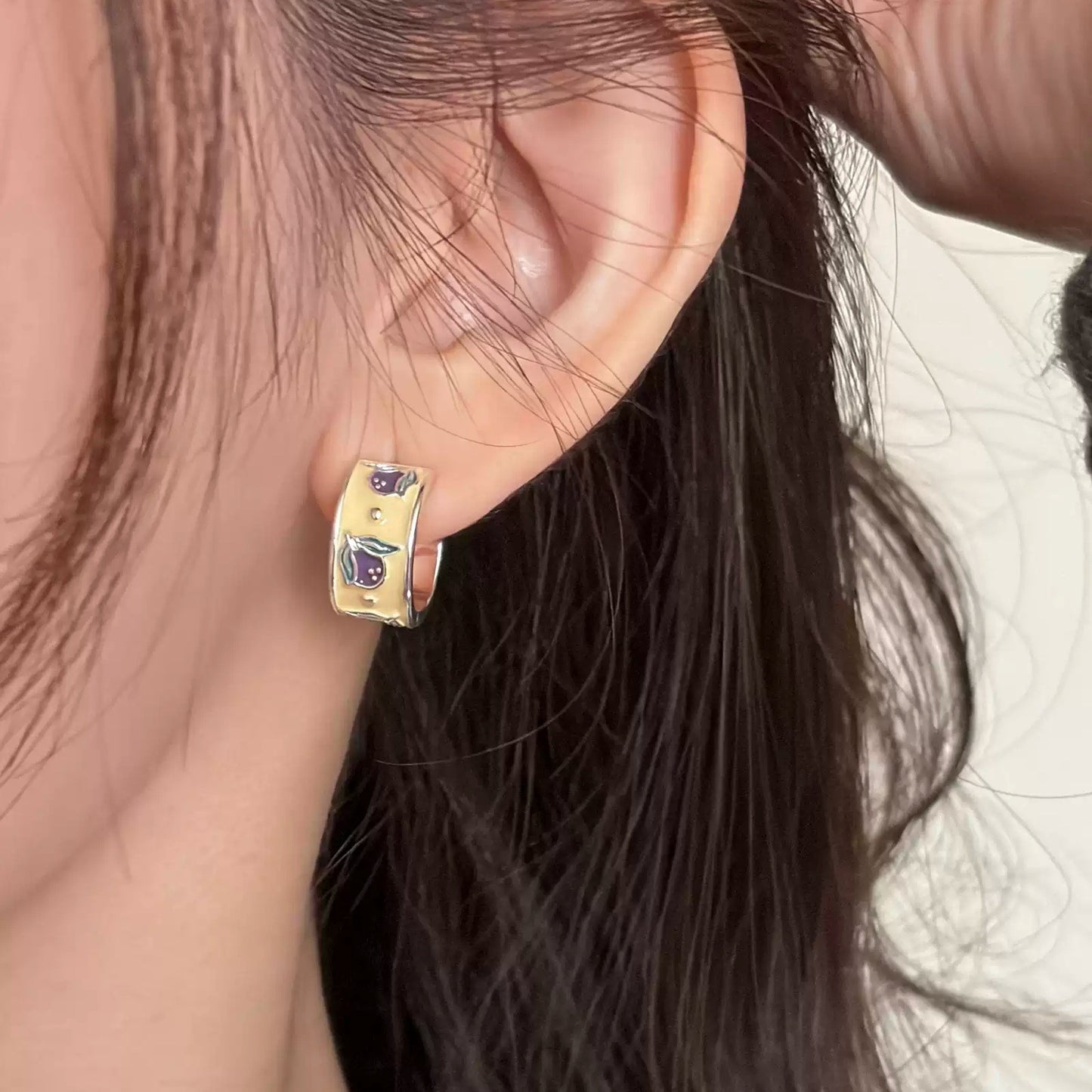 Spring Drip Glazed Fruit Ear French Stud Earrings