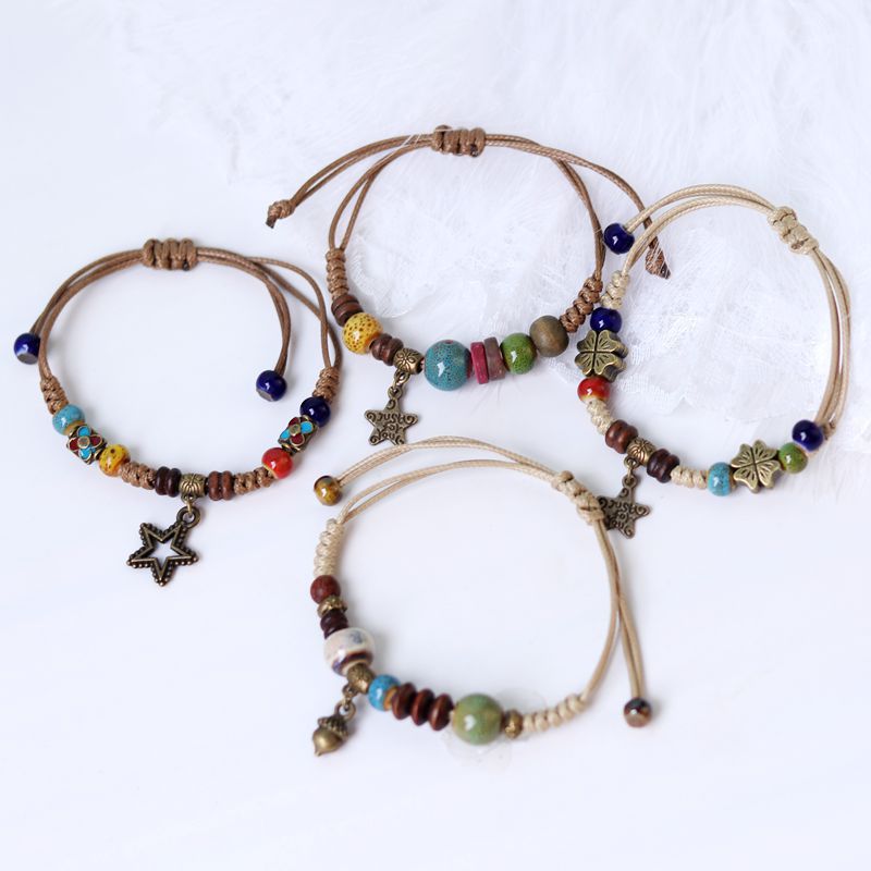 Style Mori Braided Ceramic Personalized Pine Cone Art Carrying Strap Bracelet