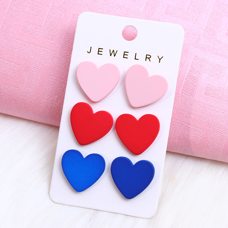 Women's Valentine's Day Gift Love Three-piece Acrylic Earrings