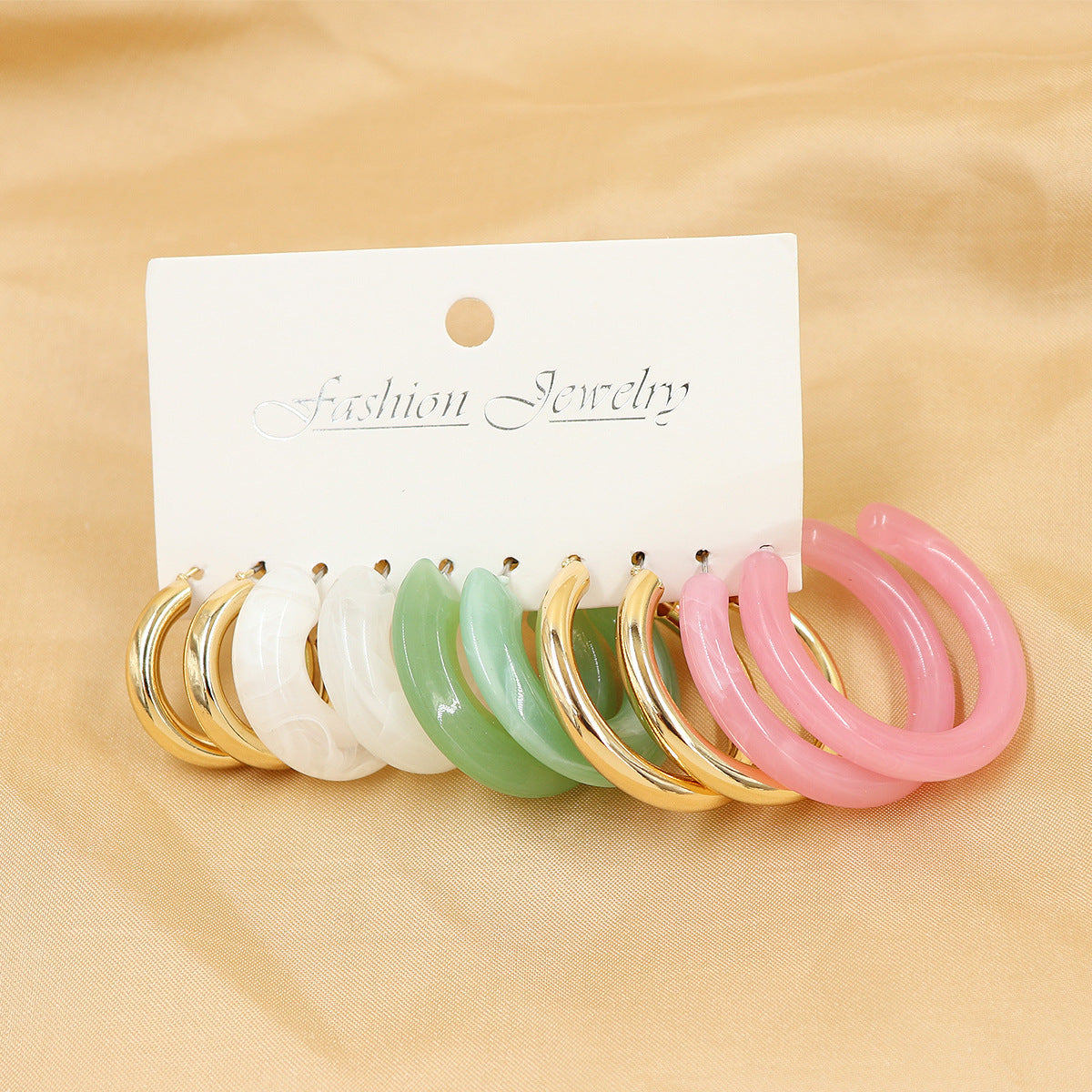 Women's Fresh Summer Versatile Acrylic Round Pairs Plastic Earrings