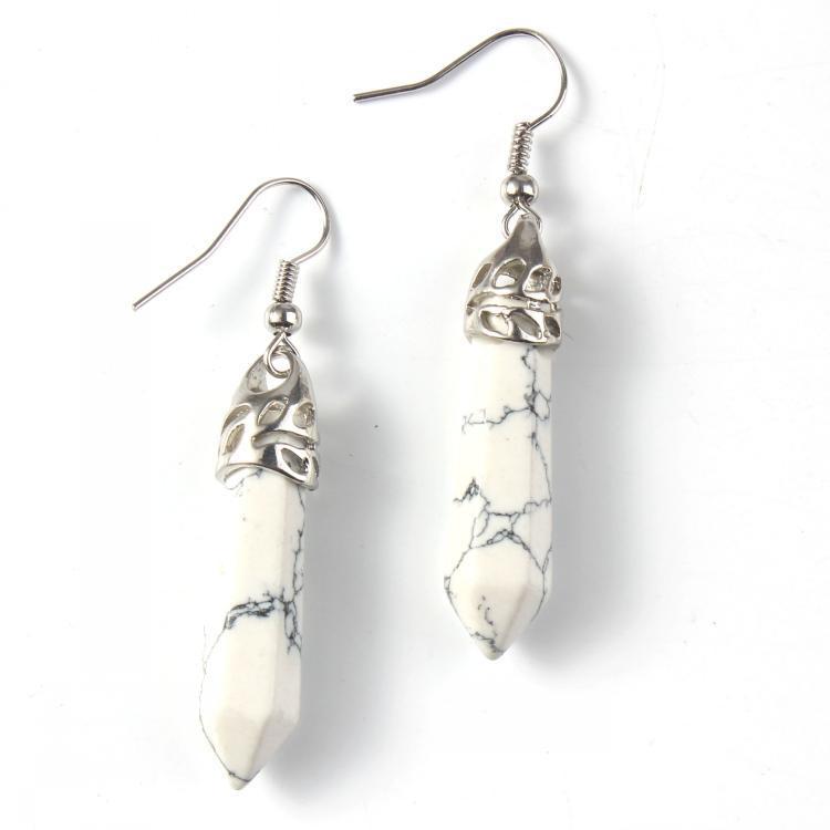 Fashion Personalized Natural Crystal Gemstone Hexagon Earrings