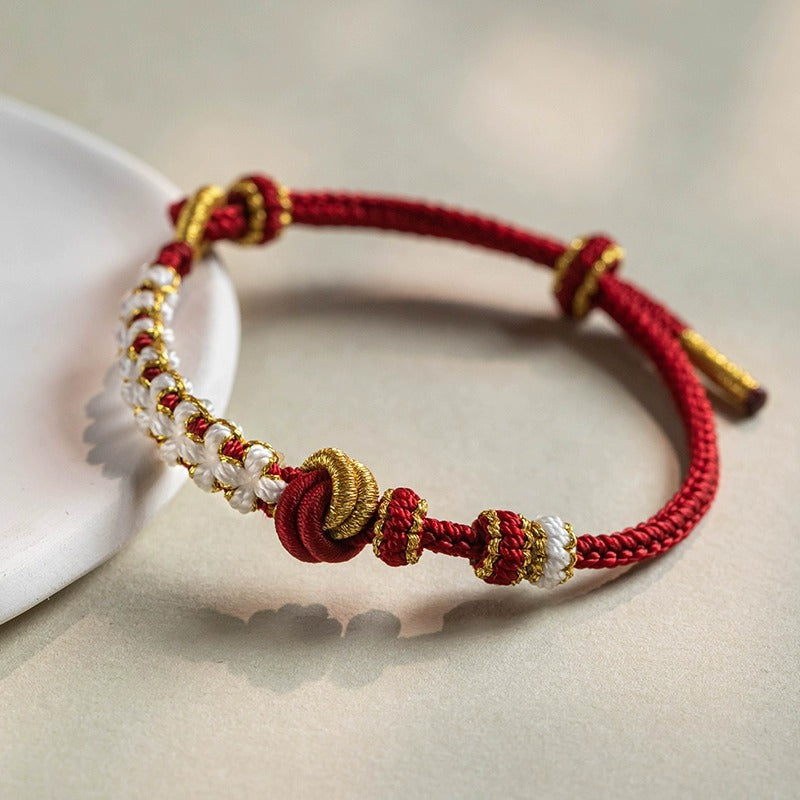Wearable Gold Lucky Beads Hand Weaving Bracelets