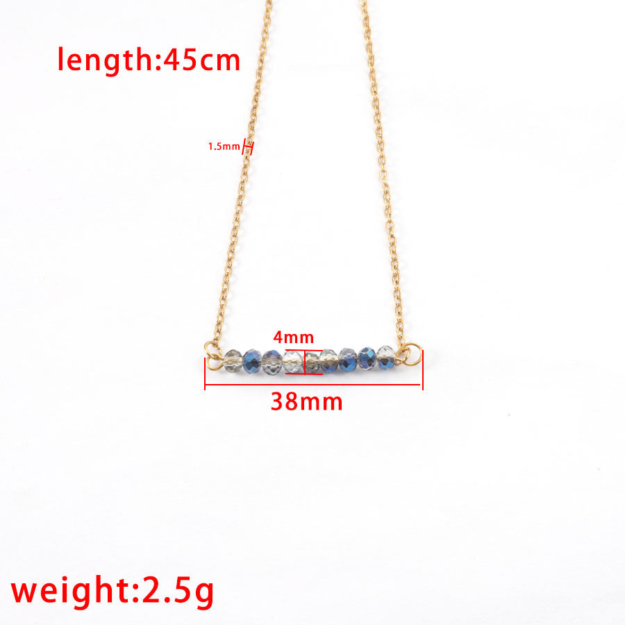 Ornament Glass Stone Stainless Steel Chain Personalized Beaded Necklaces