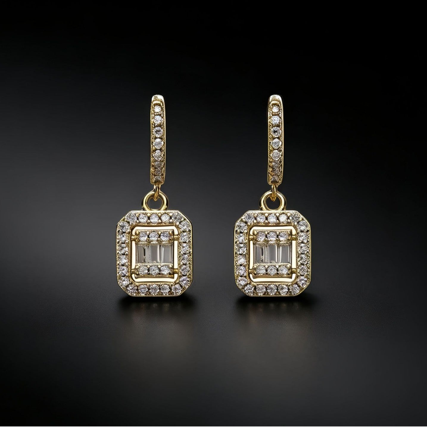 Fashion Style Elegant Generous Cube Sugar Ear Clip Copper Plated Earrings