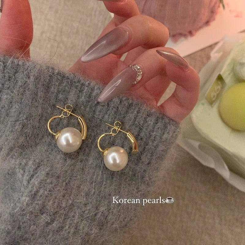 Women's Sier Pearl Light Luxury Sense Niche Earrings