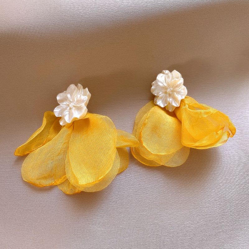 Women's Green Leaf Lily Yellow Series Tassel Light Luxury High-grade Sweet Rings