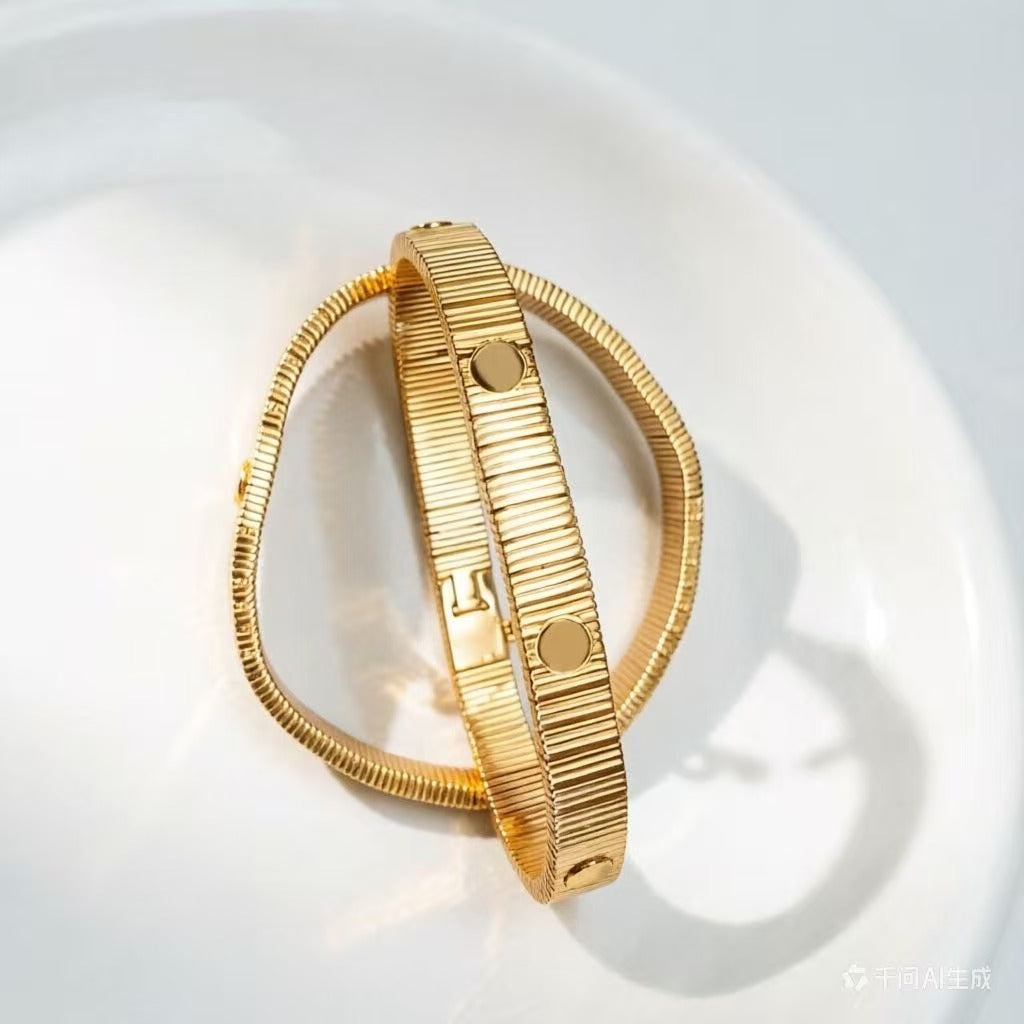 Women's & Men's Screw Handmade High Version Design Strap Stainless Steel Bracelet