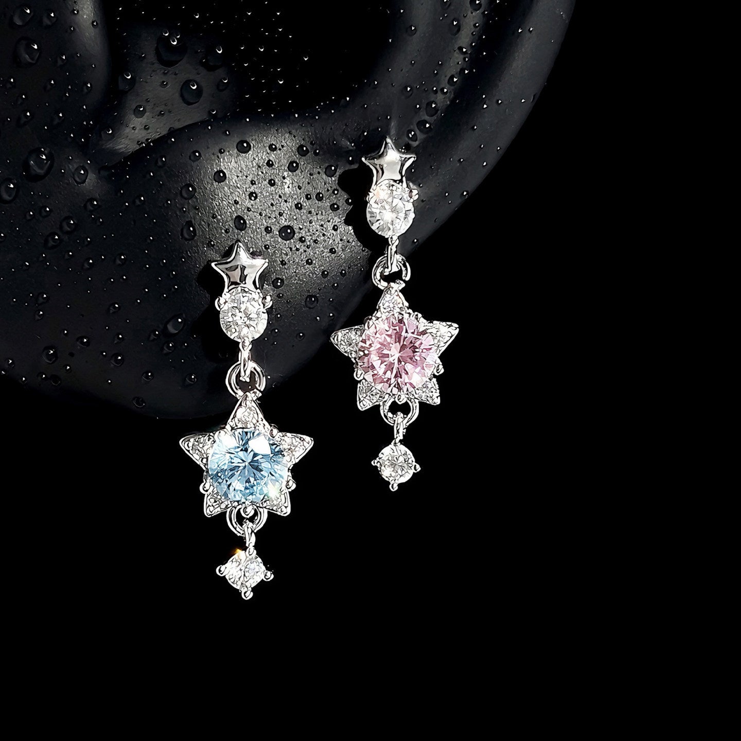 Blue Pink Medical Titanium Steel Auricular Needle Stud Earrings
