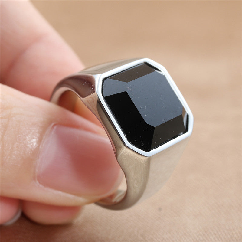 Men's Steel Gemstone Retro Trendy Personality Punk Rings