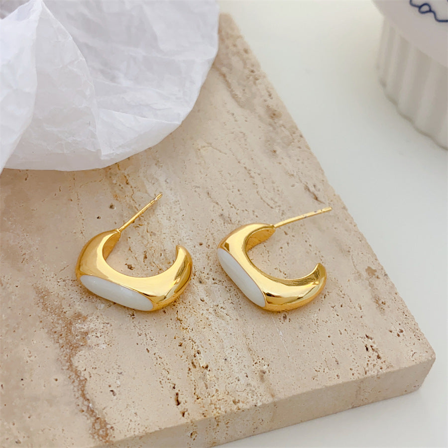 Women's Style Simple Enamel Drip Glazed Shaped Earrings