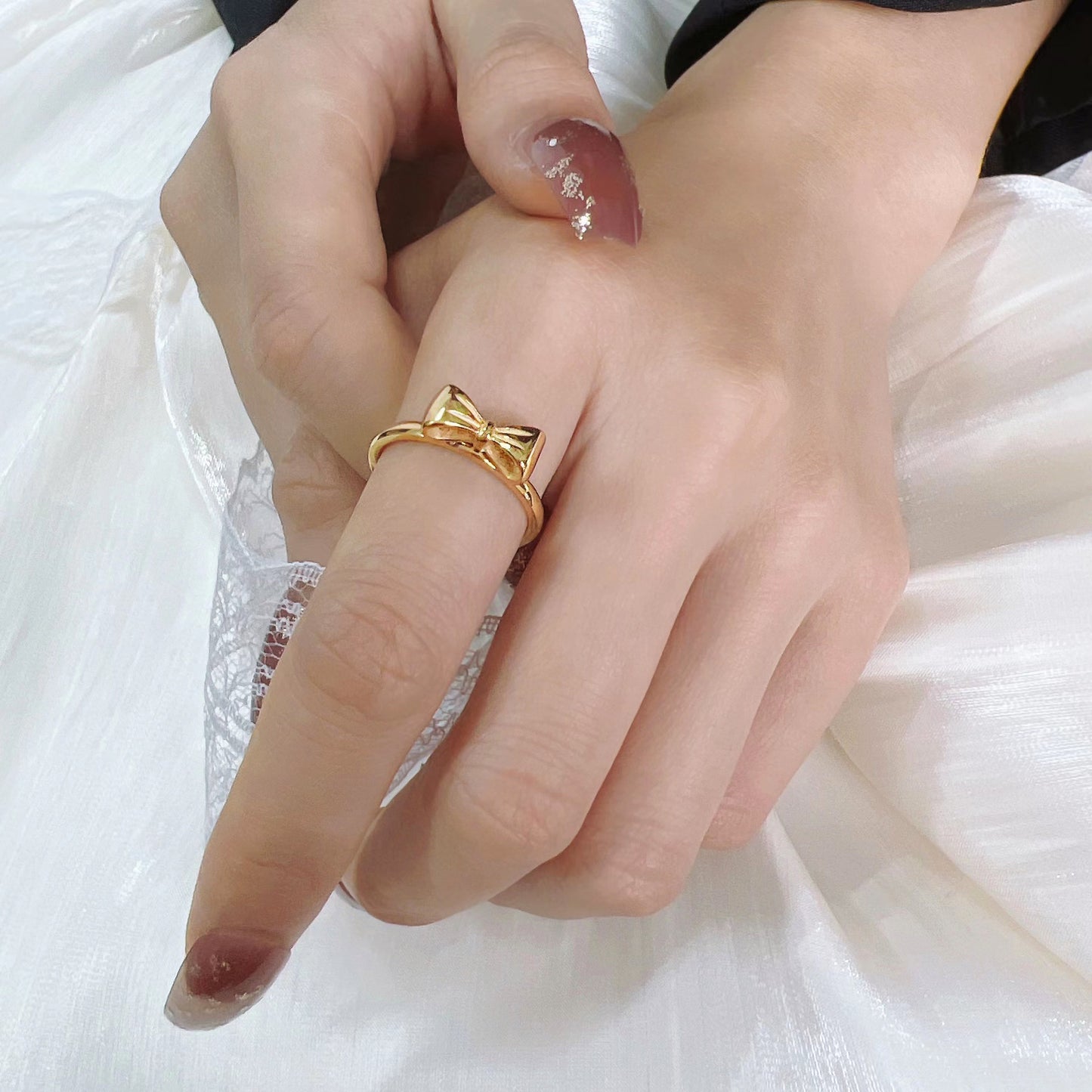 Female Titanium Steel Gold Plated Index Finger Rings