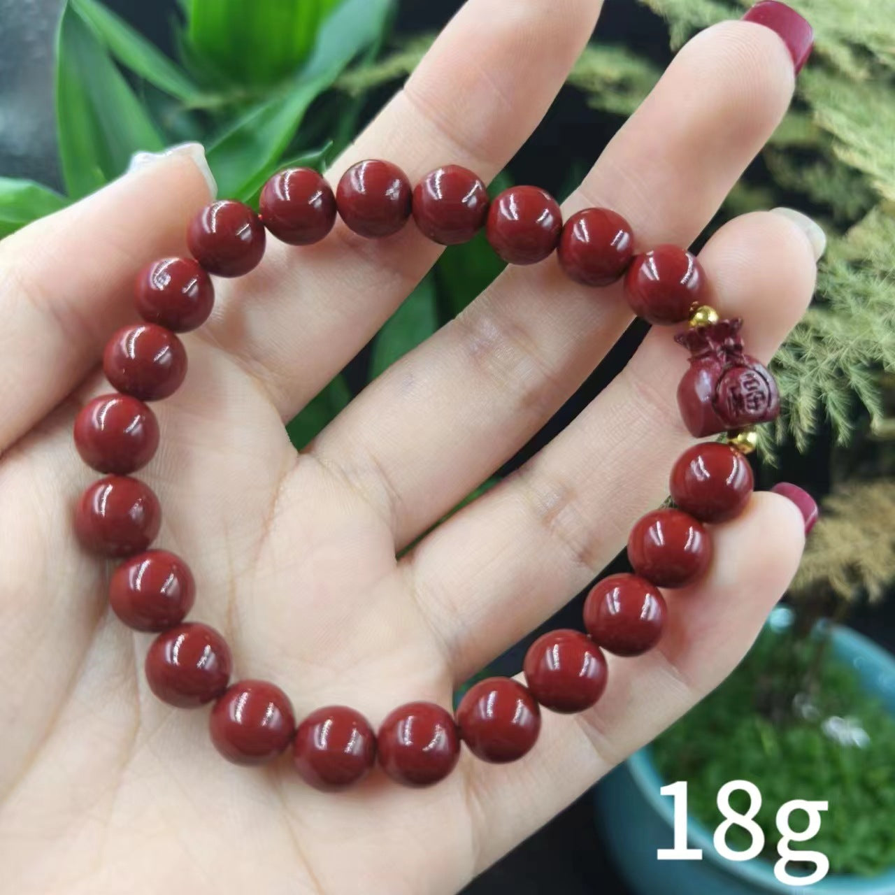 Women's & Men's Cinnabar Purple Gold Sand Single Circle Simple Buddha Beads Light Bracelet