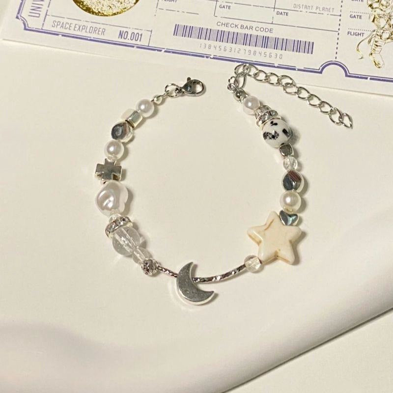 Blue White Five-pointed Star Shell Beaded Bracelet